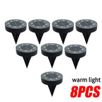 Solar LED Ground Deck Light IP68 Waterproof 8 LED Path Garden Lawn Stair Lamp