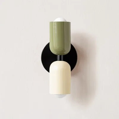 Nordic Macaron LED Wall Lamp E26 E27 2-Light Iron Bedside Sconce Bedroom Living Room