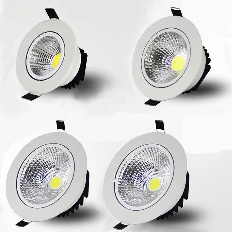 Dimmable COB LED Recessed Downlight 5W 7W 9W 12W 15W 20W Polished Aluminum Epistar CRI 90 120 Degree Knob Switch AC 85-265V Anti-Glare