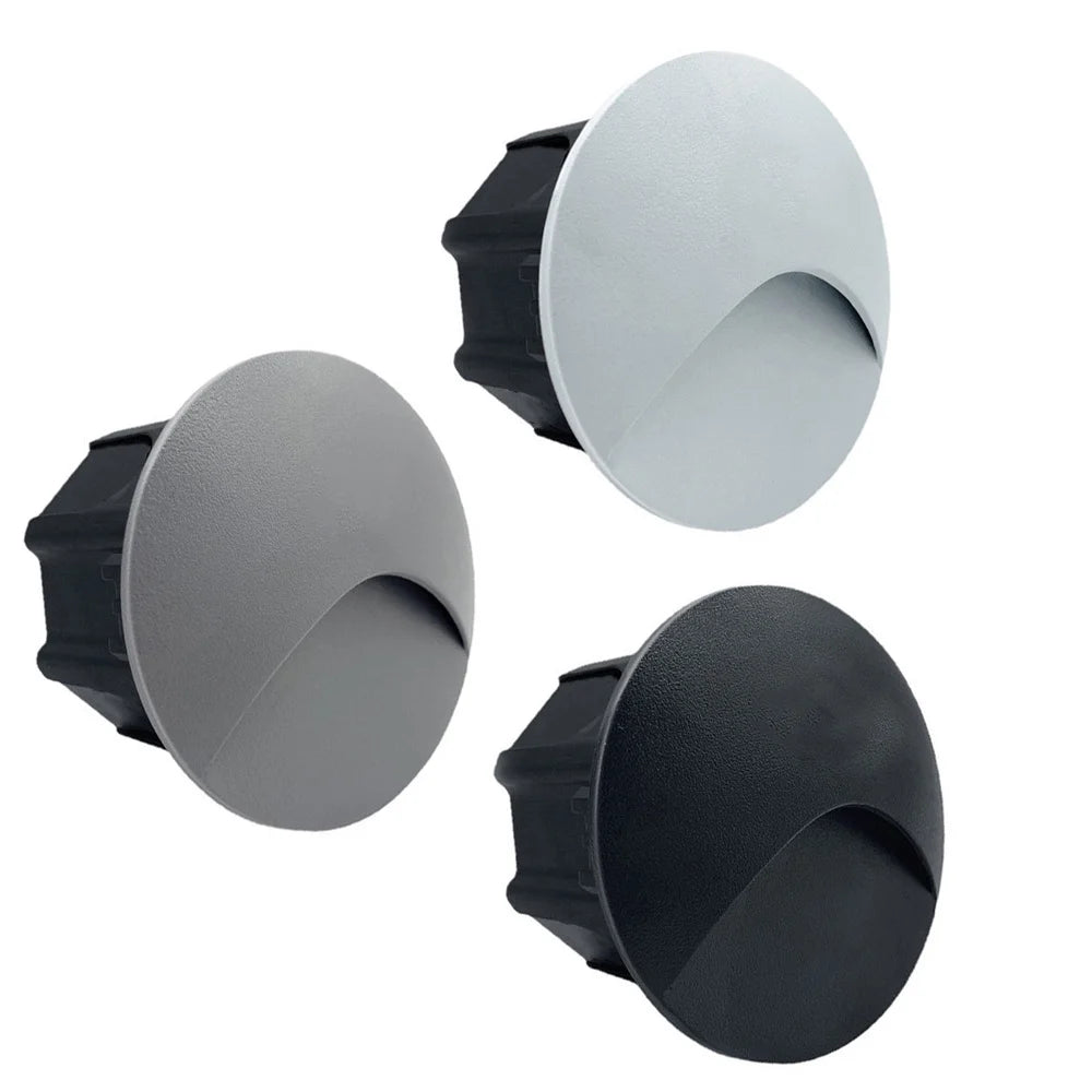 3W IP65 Recessed LED Stair Step Wall Lamp 85mm AC 100-240V White Black Gray Warm Cool White