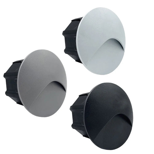 3W IP65 Recessed LED Stair Step Wall Lamp 85mm AC 100-240V White Black Gray Warm Cool White