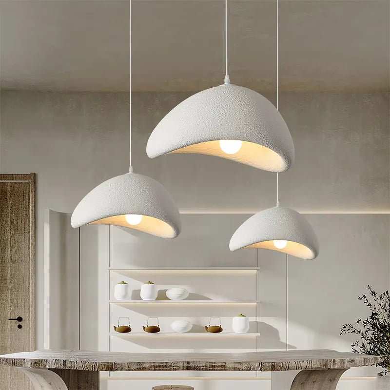 Nordic Wabi Sabi Pendant Light G9 Handmade Polystyrene Chandelier White Grey 90-260V