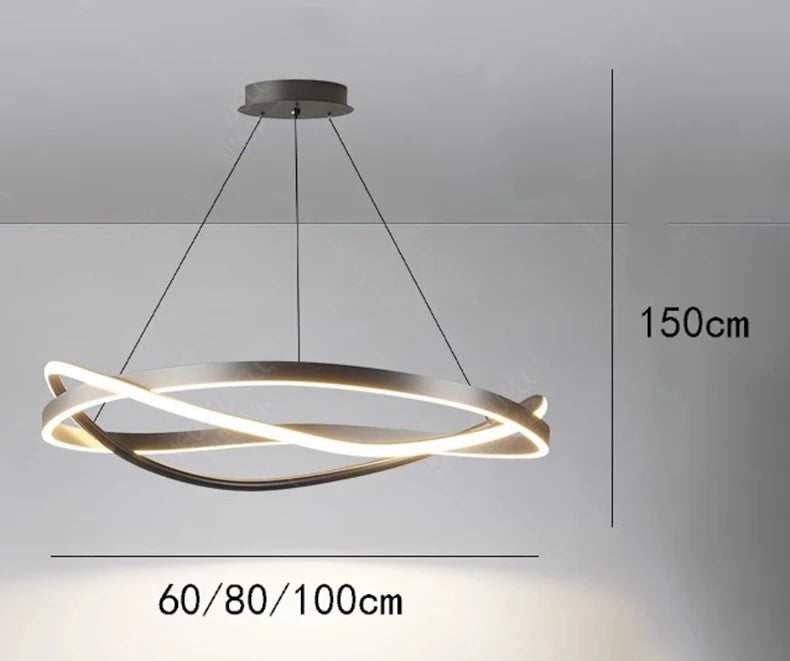 Modern Circular LED Ring Pendant Chandelier 60cm 80cm 100cm 72-144W Dimmable AC 90-265V
