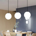 Frosted Acrylic Ball Pendant Light Milky White E27 8-35cm 100cm Cord AC 110-240V Scandinavian