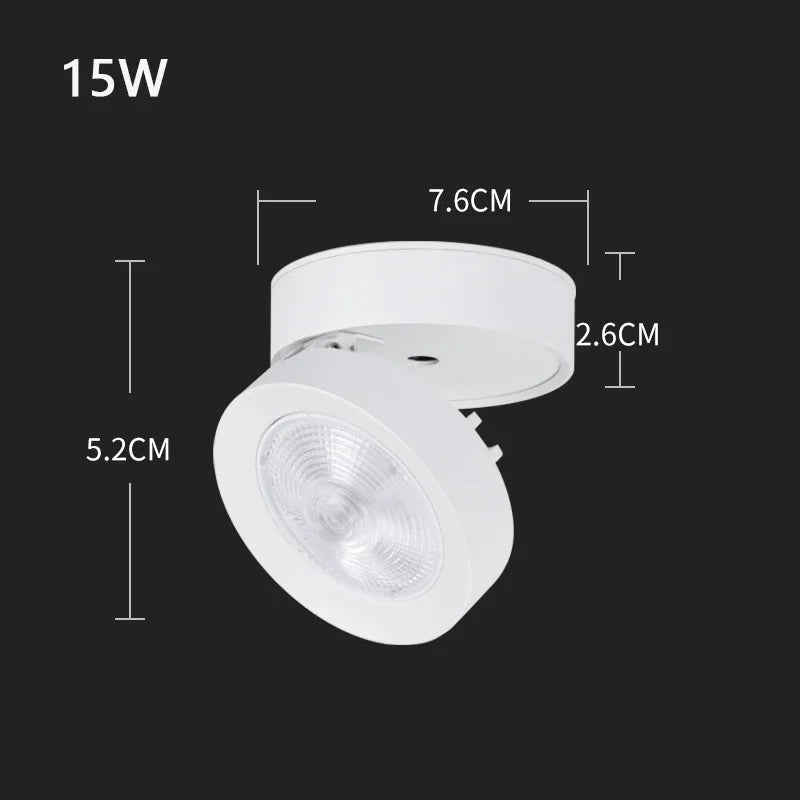 Foldable COB LED Surface Mounted Spotlight 7W 10W 15W Adjustable Brushed Nickel 85-265V