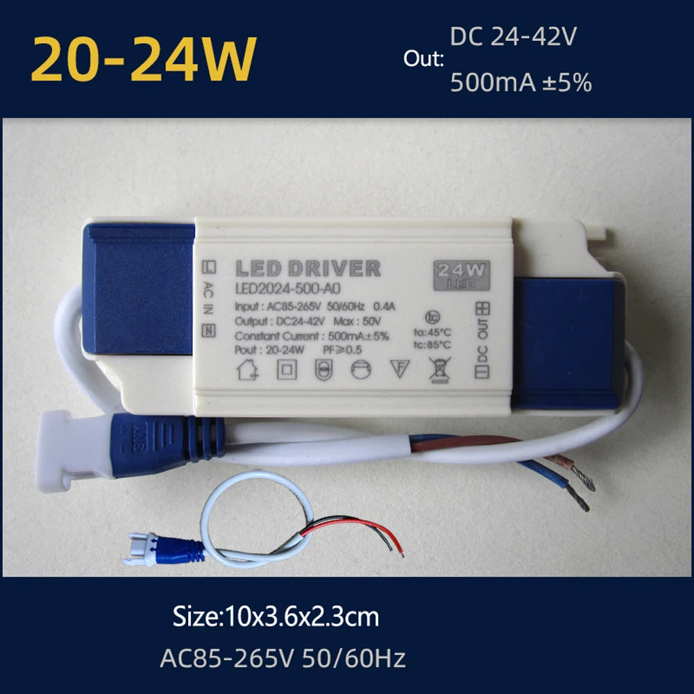 LED Driver Constant Current 20W 30W 36W 40W 50W DC 24-42V 500-1200mA AC 110-120V Input