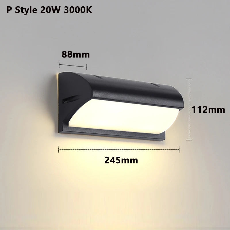 IP65 LED Outdoor Wall Light 20W Radar Motion Sensor Plastic Polycarbonate Black AC 85-265V Porch Garden Balcony 3 to 6 Meter Range