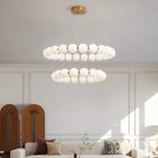 Nordic Modern LED Ring Chandelier Iron Polished Chrome Semi Flush Mount Remote Control AC 90-260V Living Room Dining Room Bar