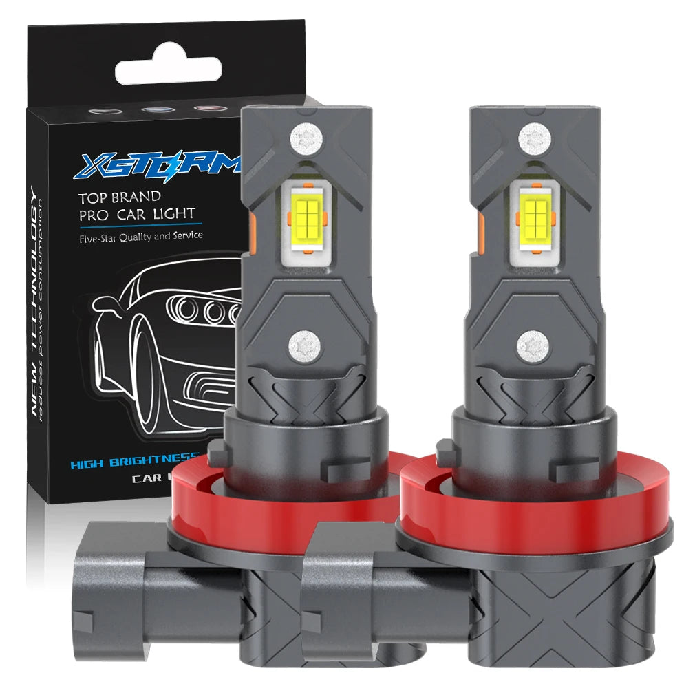 H8 H11 9005 HB3 9006 HB4 LED Headlight Bulb 100W 12-CSP Canbus Turbo 6000K DC 12V 2-Pack