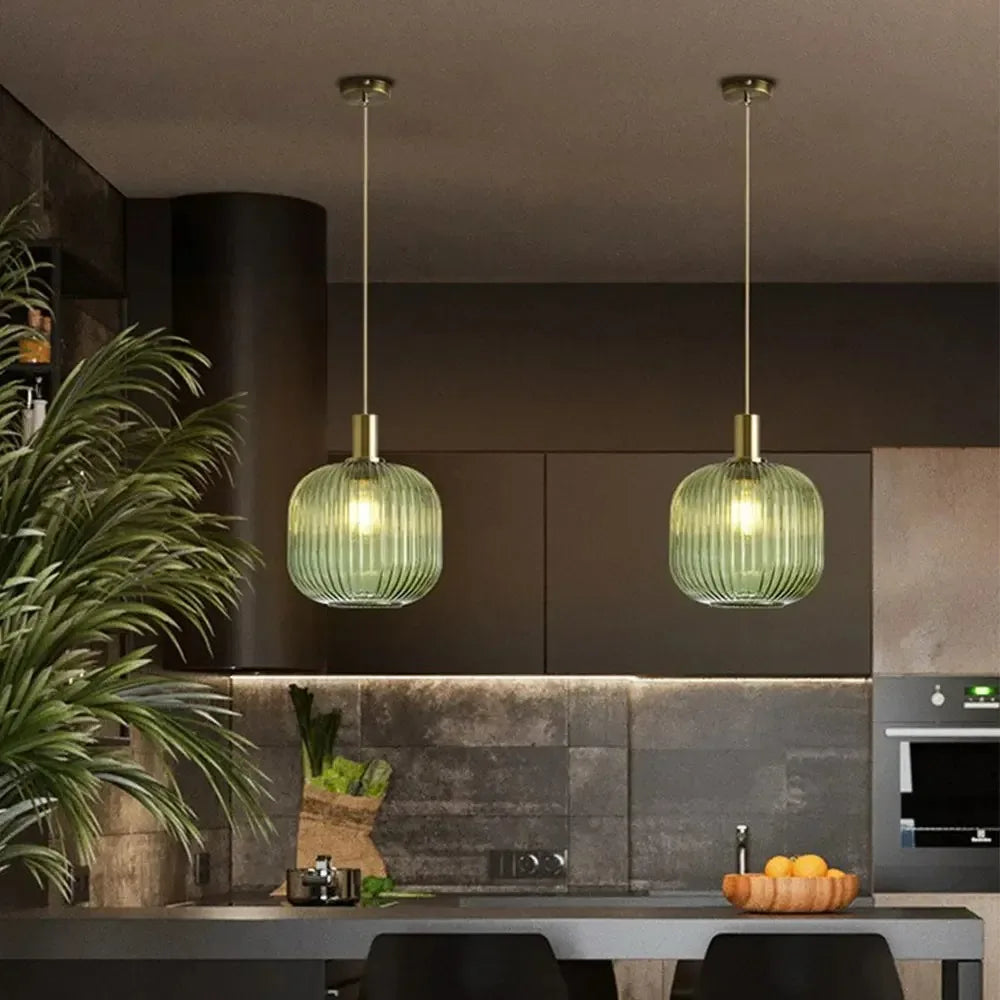 Nordic Glass LED Pendant Light E26 Single Head Cord Pendant Metal AC 90-260V Kitchen Island Bedroom Restaurant Cafe Hotel