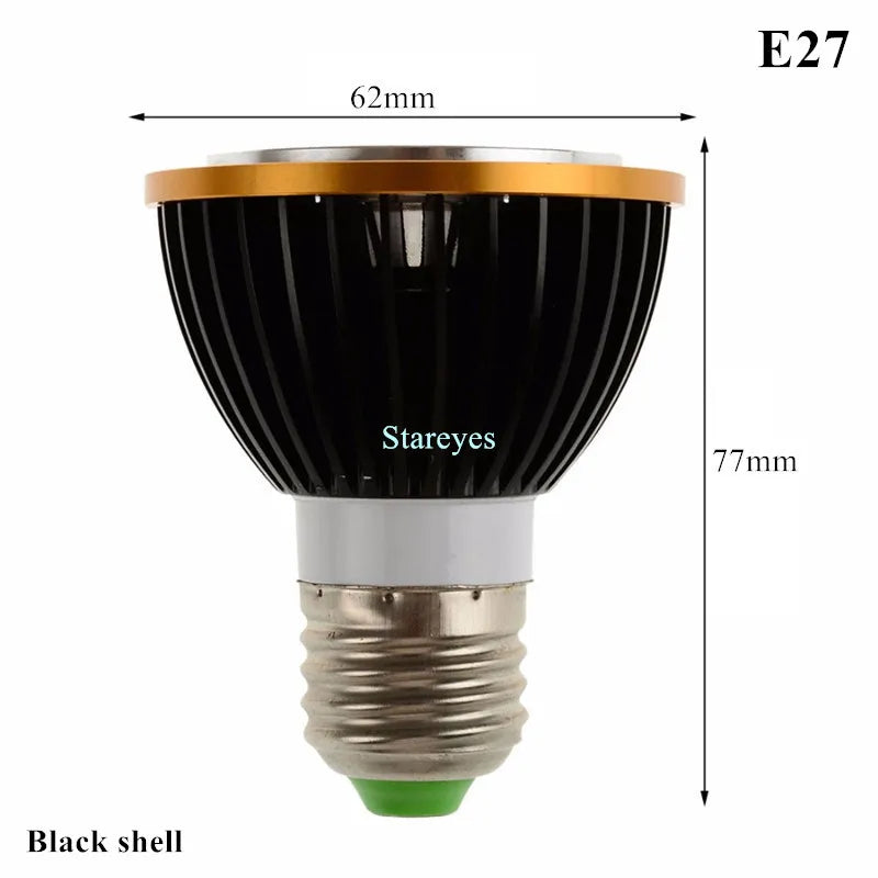PAR20 COB LED Spotlight 3W 5W 7W E27 GU10 B22 E14 CRI 72+ 120° AC 85-265V Black Silver