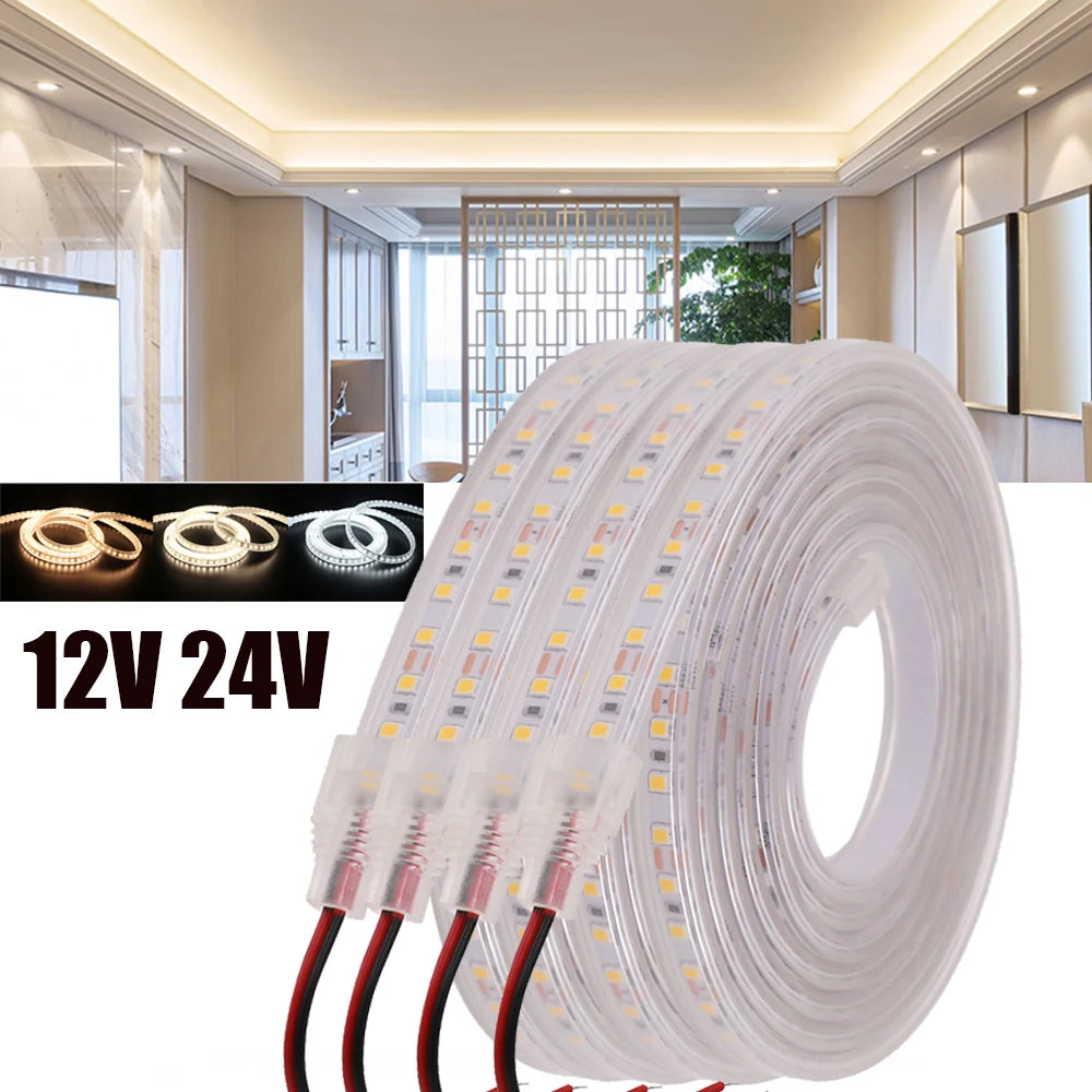 IP67 LED Strip Light 120 LEDs/m SMD2835 9-13W/m CRI 80+ DC 12V 24V 3-Color Waterproof