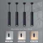Modern Aluminum LED Pendant Light 10W 15W Long Tube 6x16cm 6x30cm AC 110-265V Black