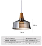 Modern LED Glass Pendant Light 12W 36W Gray Plated Full-Spectrum Touch Switch AC 90-260V