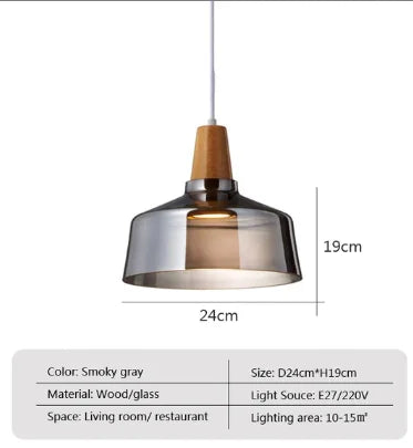 Modern LED Glass Pendant Light 12W 36W Gray Plated Full-Spectrum Touch Switch AC 90-260V