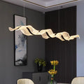 Modern Linear LED Pendant Chandelier 30-80W Gold Ironware Acrylic 4-Mode AC 90-265V