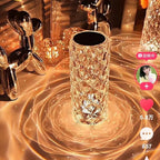 Crystal Rose LED Desk Lamp USB Rechargeable 5W Touch Switch 3 Color Temperatures ABS Acrylic Bedroom Bedside Night Light