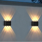 Solar LED Wall Lamp IP65 Waterproof Up and Down Light ABS PC Polycrystalline Panel Auto Dusk to Dawn Garden Yard Balcony