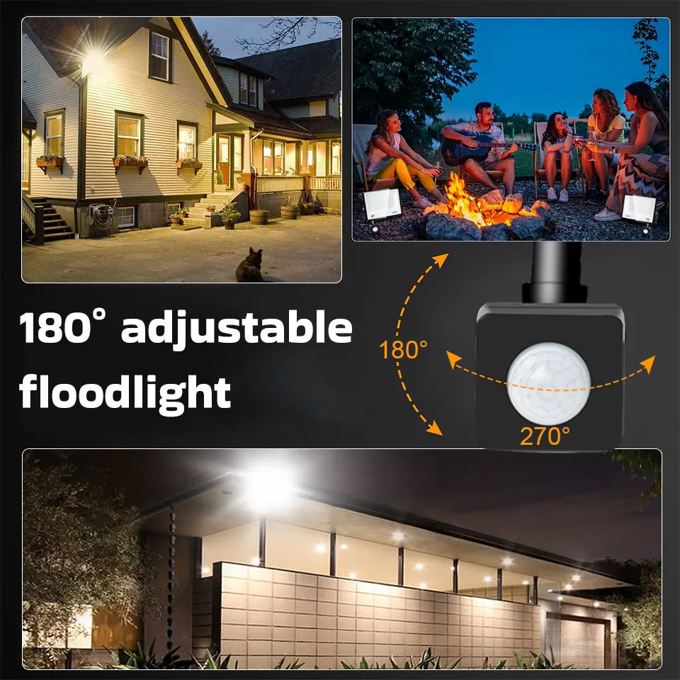IP66 PIR Motion Sensor LED Flood Light 20W 30W 50W 70W 100W 150W 200W 300W Die Cast Aluminum 120 Degree AC 100-130V or 175-265V Garden