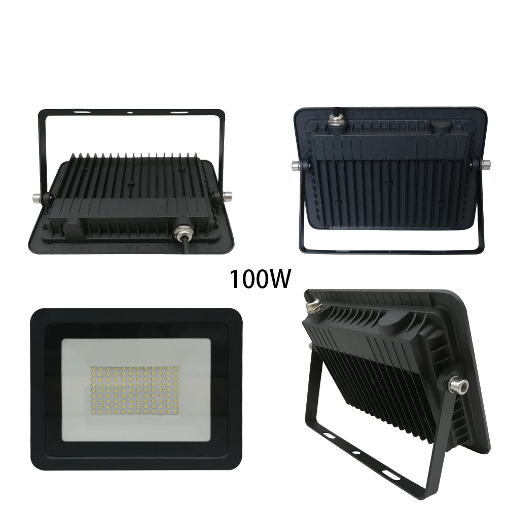 LED Flood Light 10W 20W 30W 50W 100W IP68 120° AC 110-240V Die-Cast Aluminum Black Shell