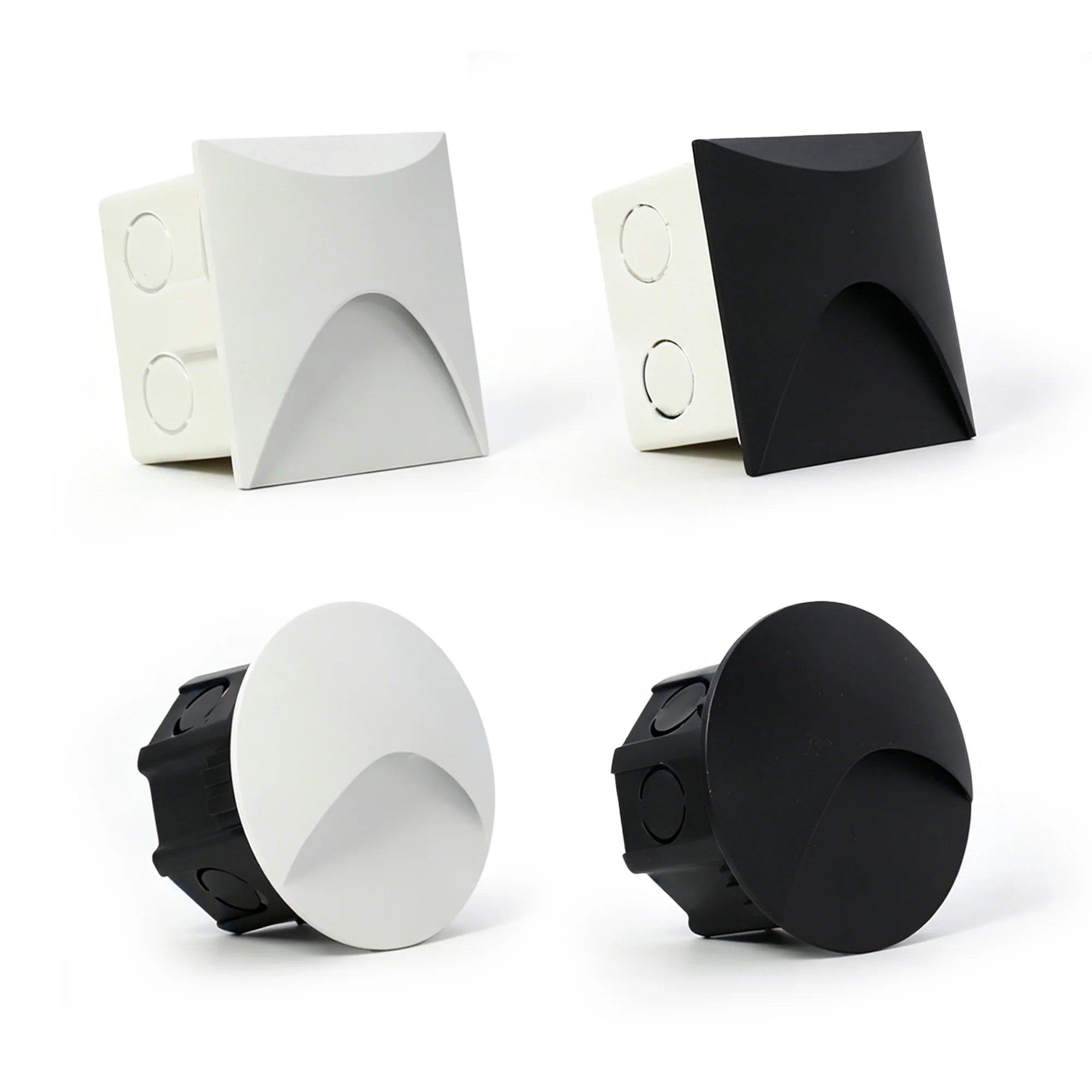3W LED Recessed Step Light Square Round Black White AC 90-260V Anti-Glare Stair Wall