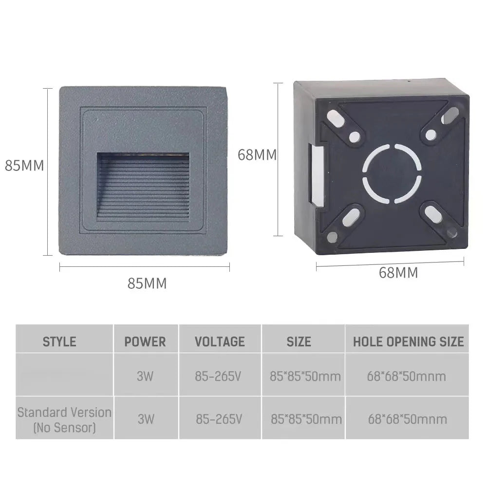 3W IP65 LED Stair Step Wall Lamp 100lm/W AC 85-265V White Black Gray Warm Natural Cool