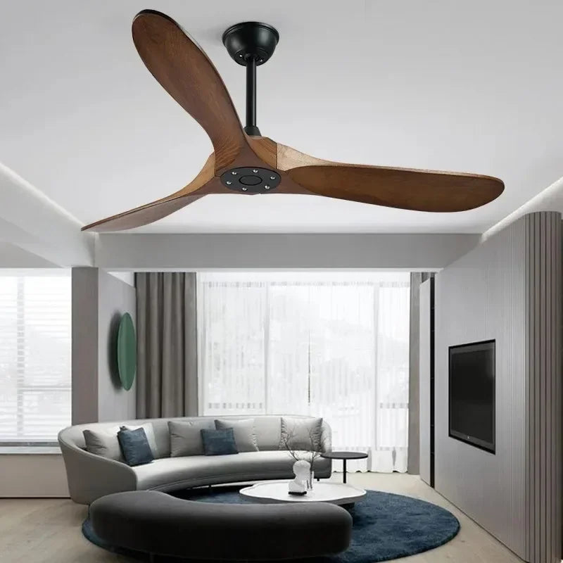 Modern Wooden Ceiling Fan Remote Control Light
