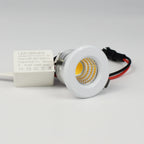 3W Mini COB LED Recessed Spotlight 270lm 30° CRI 80+ IP44 D37mm 28-30mm Cutout Dimmable