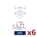LED Recessed Downlight 5W 9W 12W 15W 18W Epistar DC12V DC24V AC110-220V 120° 6 Pack