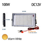 DC 12V LED Portable Flood Light 50W 100W Battery Clip 100lm/W CRI 85+ Camping Emergency Lamp