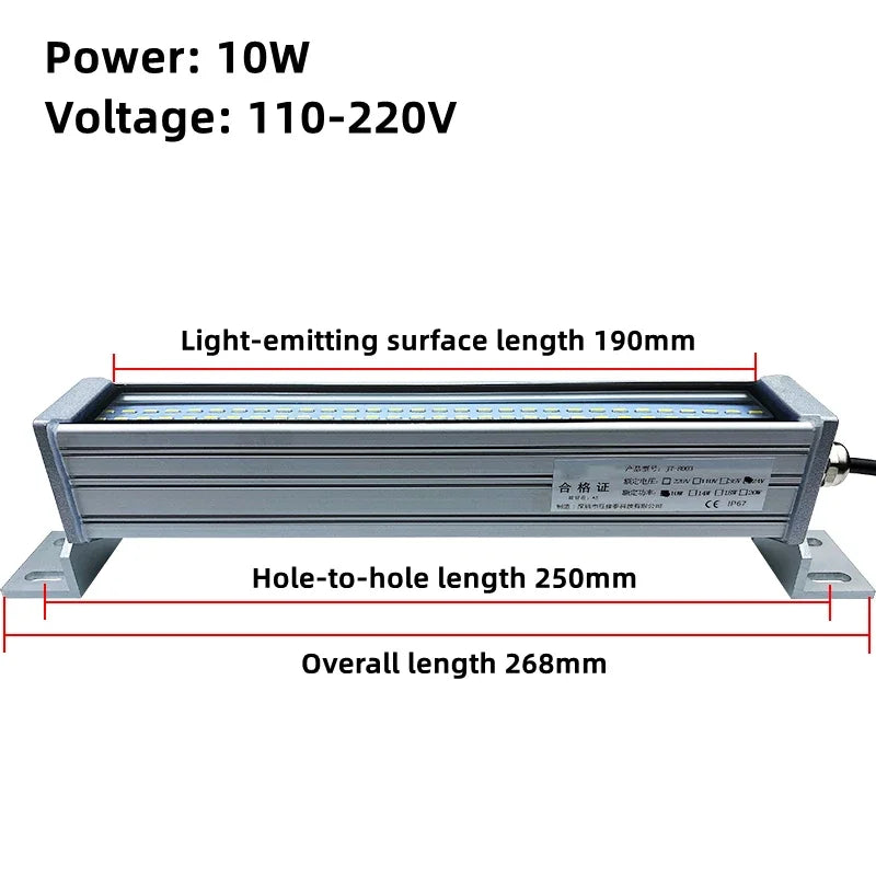 IP67 LED Machine Tool Work Light 10W to 40W Explosion Proof Waterproof Aluminum Alloy Tempered Glass AC 110-240V or DC 24-36V CNC Lathe Workshop