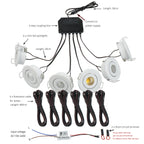 6-Pack 3W COB Mini LED Downlight Kit Dimmable 40-45mm Cutout 4m Cable AC 86-265V Remote