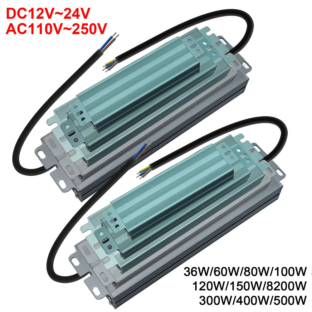 IP67 Waterproof LED Power Supply DC 12V 24V 36W-600W AC 110-250V OCP SCP OVP Outdoor