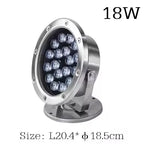 IP68 LED Underwater Pool Light 3W-24W DC 24V 180° RGB Remote Stainless Steel Tempered Glass