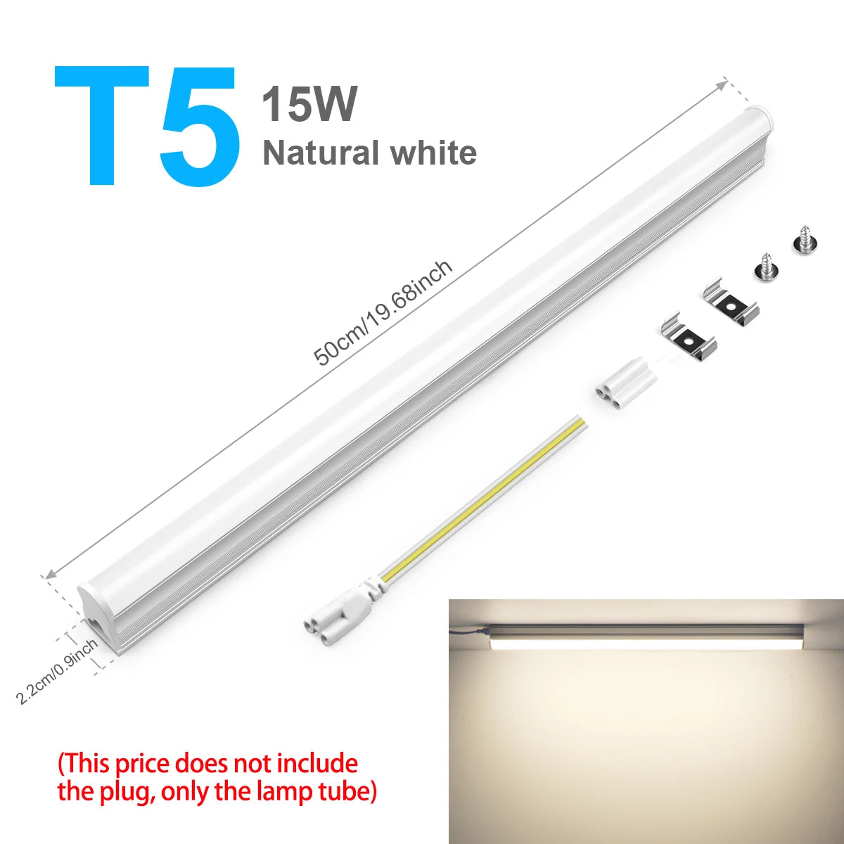 T5 LED Tube Light 15W 50cm SMD2835 CRI 80+ AC 85-265V Warm Neutral Cool White Aluminum