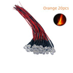 5mm Pre-Wired LED Diode 5V to 12V DC Water Clear Round Through Hole Red Green Blue White Yellow Orange Purple 20 Pack