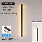 IP65 Motion Sensor LED Outdoor Linear Wall Lamp 20W to 62W Black Iron Baked Aluminum AC 85-265V Garden Villa Porch 21.7in to 78.7in