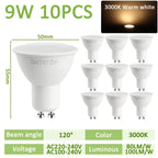 GU10 LED Spotlight Bulb SMD 2835 9W 38 or 120 Degree CRI 80 AC 100-240V No Flicker Track Lighting Living Room 10 Pack