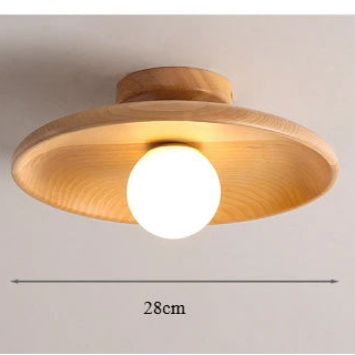 Nordic Japanese Bamboo Wood Glass LED Ceiling Lamp E26 E27 Surface Mount AC 90-260V Corridor