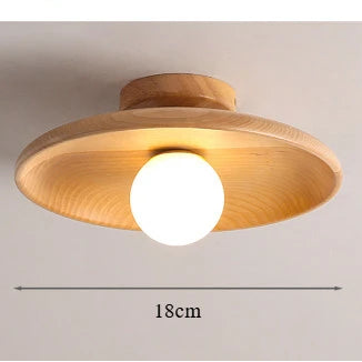 Nordic Japanese Bamboo Wood Glass LED Ceiling Lamp E26 E27 Surface Mount AC 90-260V Corridor