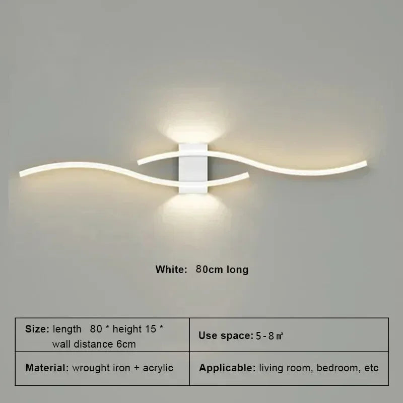 Modern LED Strip Wall Sconce 60cm 80cm Remote Control Up Down Light 90-260V
