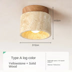 Japanese Style Stone Wood LED Ceiling Light E26 Single Head Surface Mounted Dimmable Knob Switch AC 90-260V D12cm x H10cm Living Room