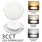 3-CCT LED Recessed Downlight 3000K 4000K 6500K Dial Switch AC 110-240V 1-10 Pack