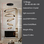 Modern Crystal LED Chandelier Stainless Steel Polished Cord Pendant Remote Control Dimmable AC 90-265V Villa Living Room Staircase