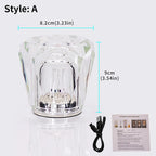 Crystal LED Rechargeable Table Lamp Touch Switch 3 Brightness Modes Type C USB 5V Warm White Bedroom Bedside Bar