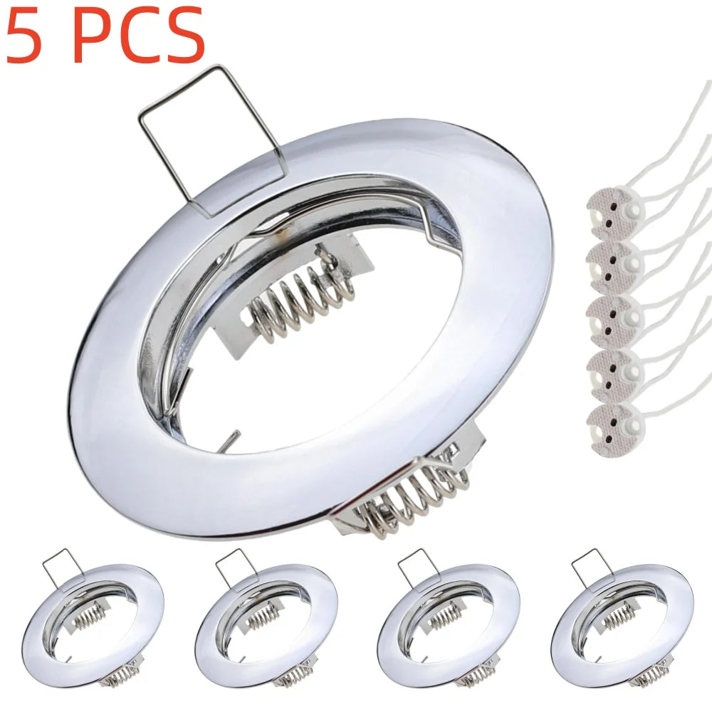 5-Pack GU10 MR16 GU5.3 Recessed Downlight Frame 80mm 60mm Cutout Spring Clips 4 Colors
