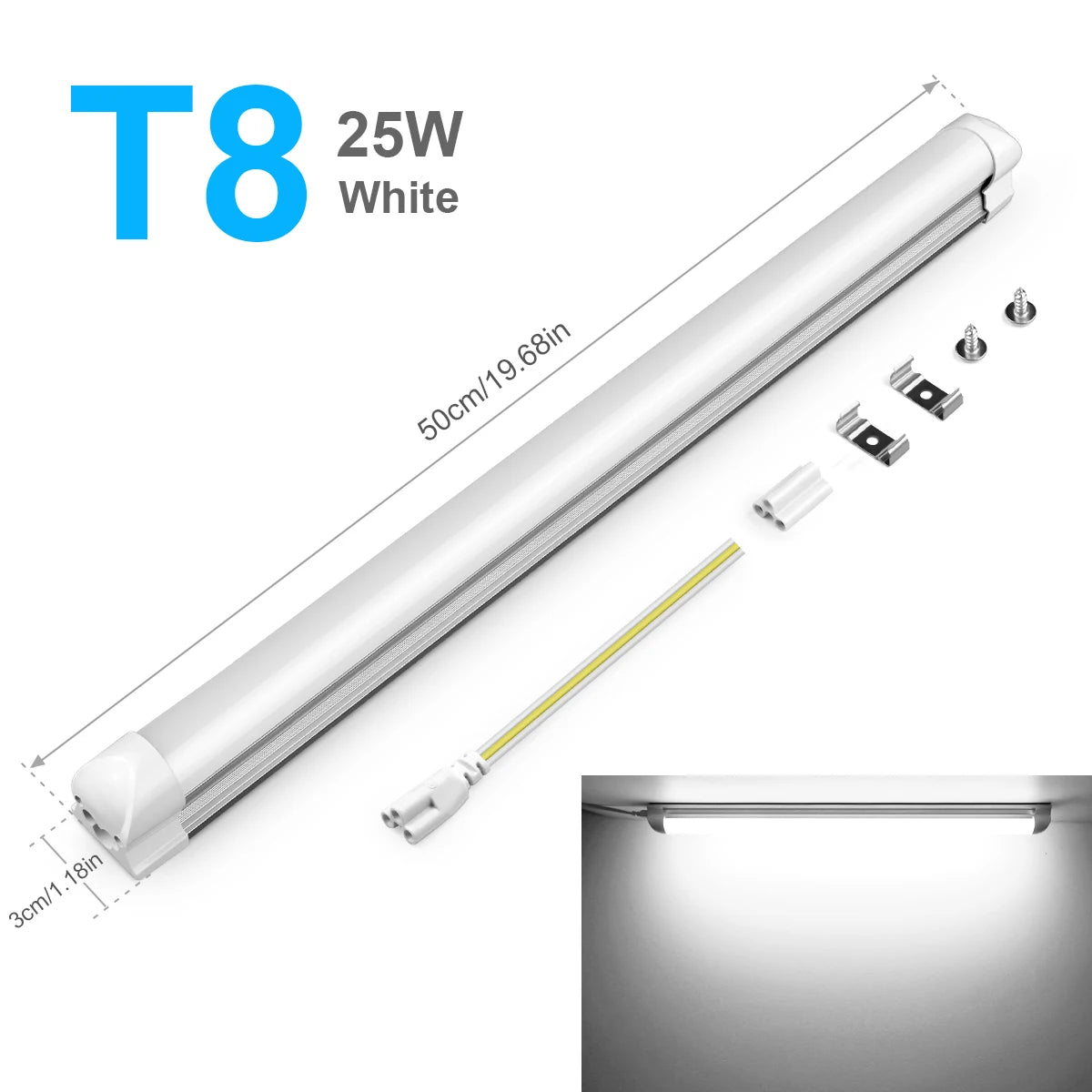 T5 T8 LED Tube 15W 25W 50cm SMD2835 CRI 80+ Warm Neutral Cool White 85-265V