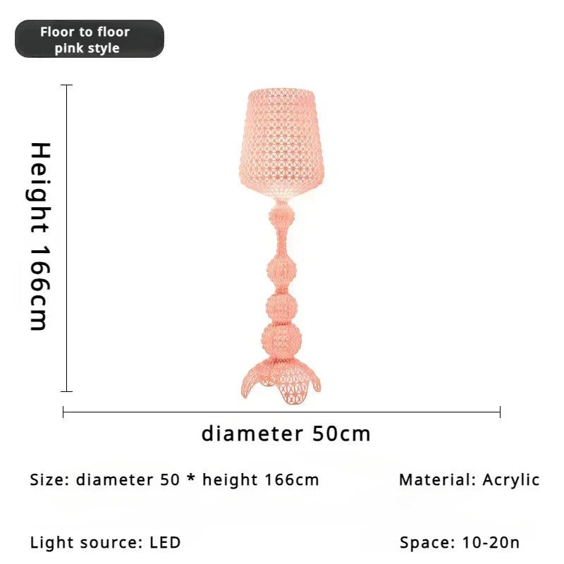 Italian Designer Hollowed Acrylic Floor Lamp E27 500x1650mm AC 110-240V White Black Blue