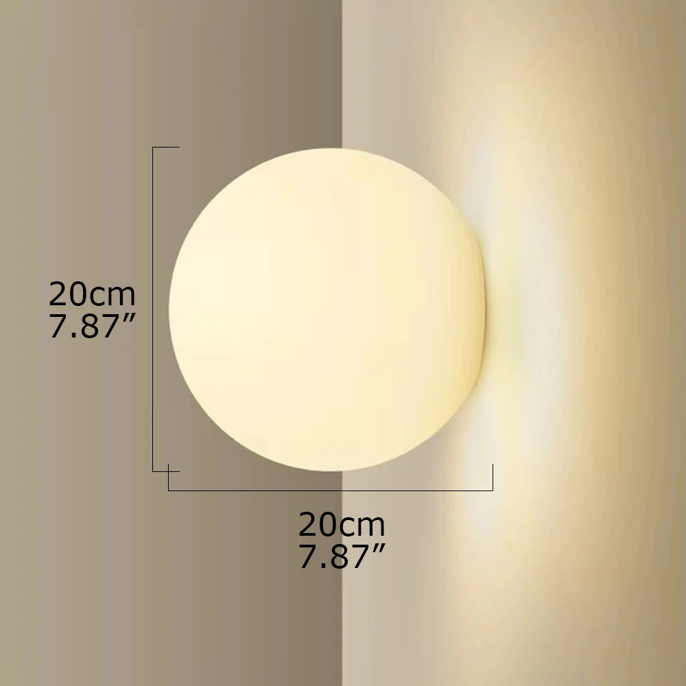 Modern Minimalist Glass Ball LED Wall Lamp Iron Dimmable AC 90-260V Bedroom Living Room