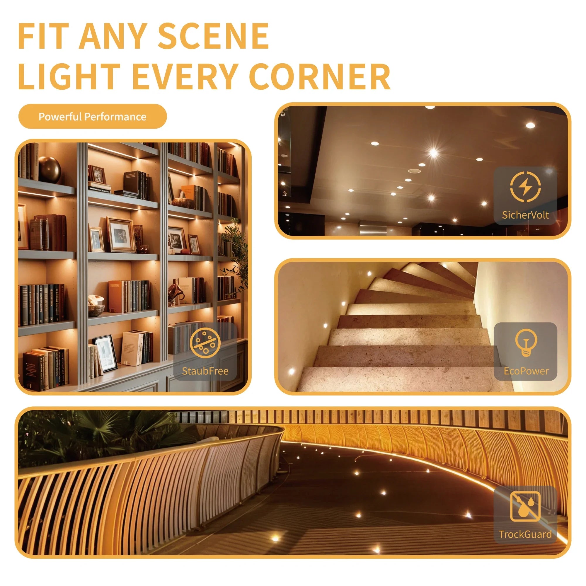1W DC 12V Mini Recessed LED Spotlight Kit 15mm Cutout IP65 30° 120° with AC Power Supply